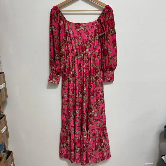 Smith & Quinn The Marigold Midi Dress Women Small Floral Balloon Sleeve Square N - Picture 8 of 13
